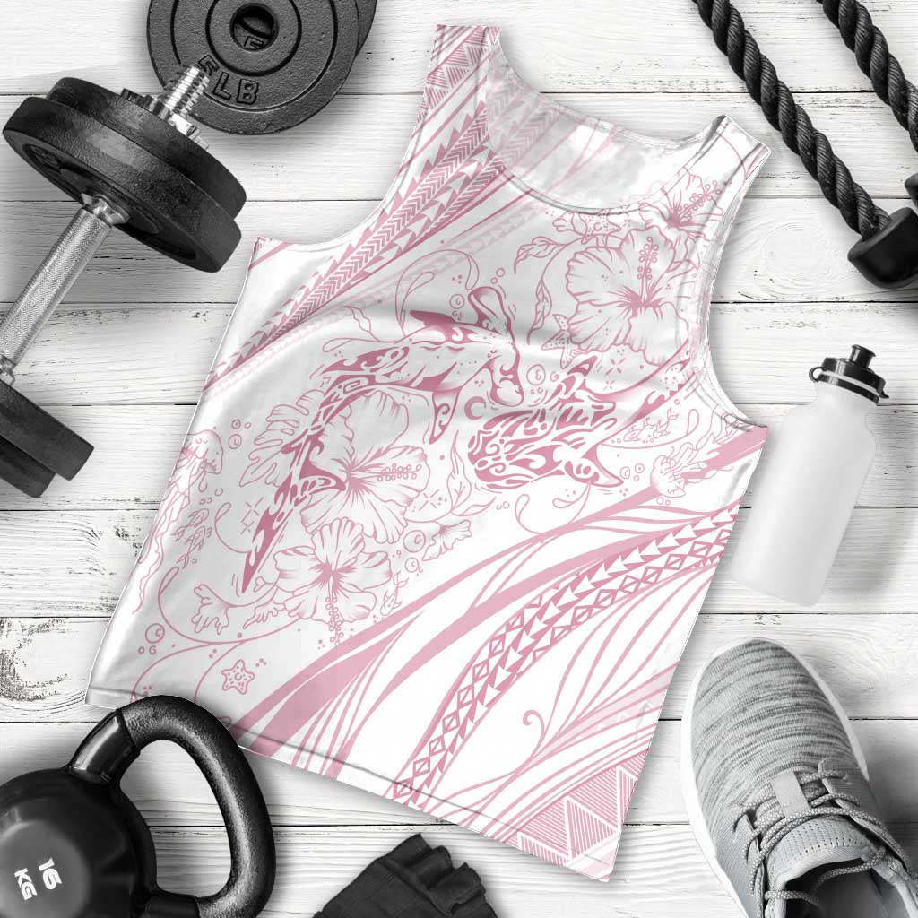 Sharks Couple Dreamy Polynesians Floral Sea Men Tank Top Pink LT7 - Polynesian Pride