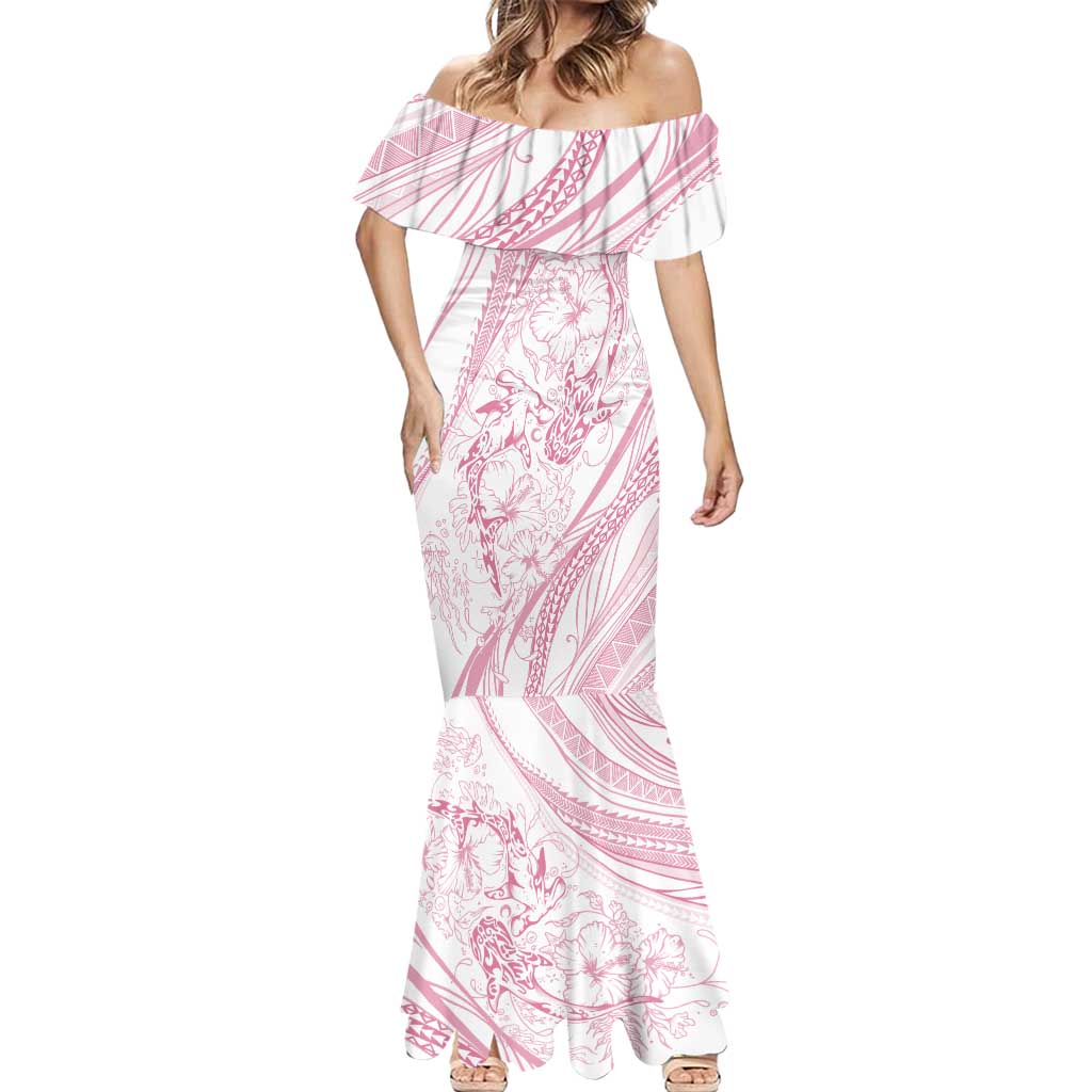 Sharks Couple Dreamy Polynesians Floral Sea Mermaid Dress Pink LT7 - Polynesian Pride