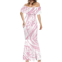 Sharks Couple Dreamy Polynesians Floral Sea Mermaid Dress Pink LT7 - Polynesian Pride