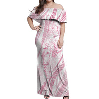 Sharks Couple Dreamy Polynesians Floral Sea Off Shoulder Maxi Dress Pink LT7 Women Pink - Polynesian Pride