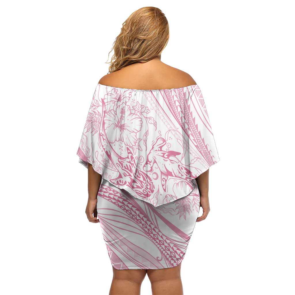 Sharks Couple Dreamy Polynesians Floral Sea Off Shoulder Short Dress Pink LT7 - Polynesian Pride