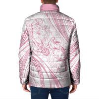 Sharks Couple Dreamy Polynesians Floral Sea Padded Jacket Pink - Polynesian Pride