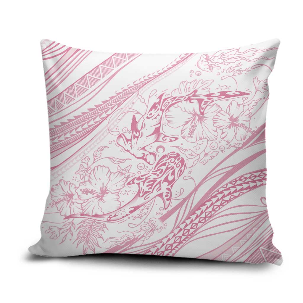Sharks Couple Dreamy Polynesians Floral Sea Pillow Cover Pink - Polynesian Pride