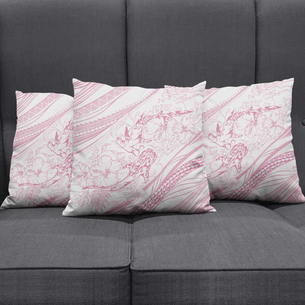 Sharks Couple Dreamy Polynesians Floral Sea Pillow Cover Pink - Polynesian Pride