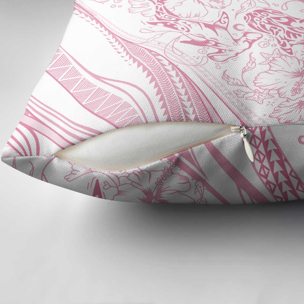 Sharks Couple Dreamy Polynesians Floral Sea Pillow Cover Pink - Polynesian Pride
