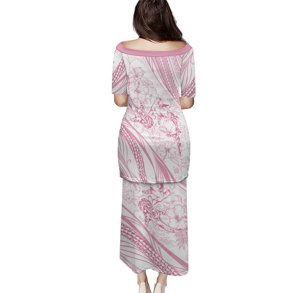 Sharks Couple Dreamy Polynesians Floral Sea Puletasi Pink - Polynesian Pride