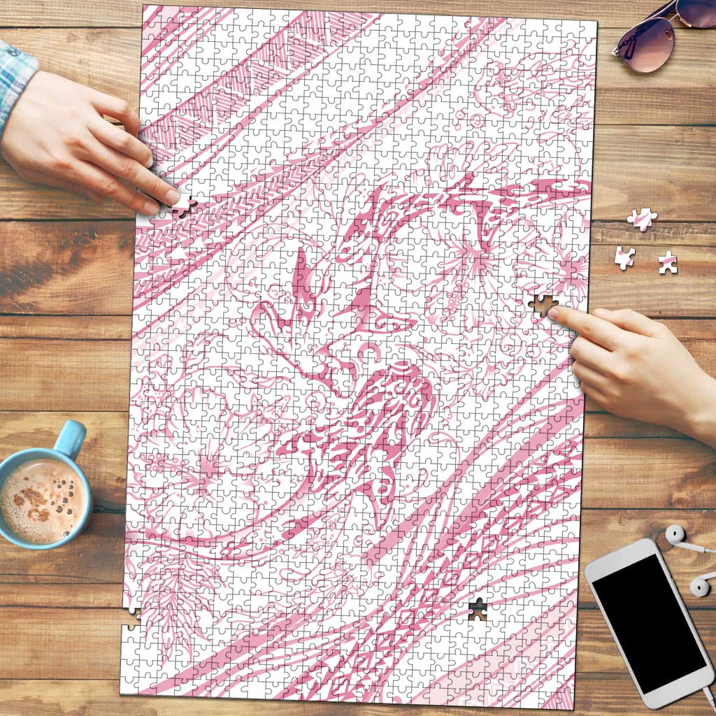 Sharks Couple Dreamy Polynesians Floral Sea Puzzle Pink - Polynesian Pride