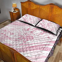 Sharks Couple Dreamy Polynesians Floral Sea Quilt Bed Set Pink - Polynesian Pride