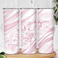 Sharks Couple Dreamy Polynesians Floral Sea Skinny Tumbler Pink - Polynesian Pride