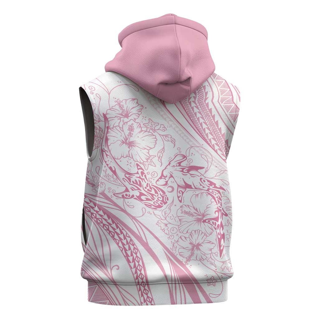 Sharks Couple Dreamy Polynesians Floral Sea Sleeveless Zip Hoodie Pink LT7 - Polynesian Pride