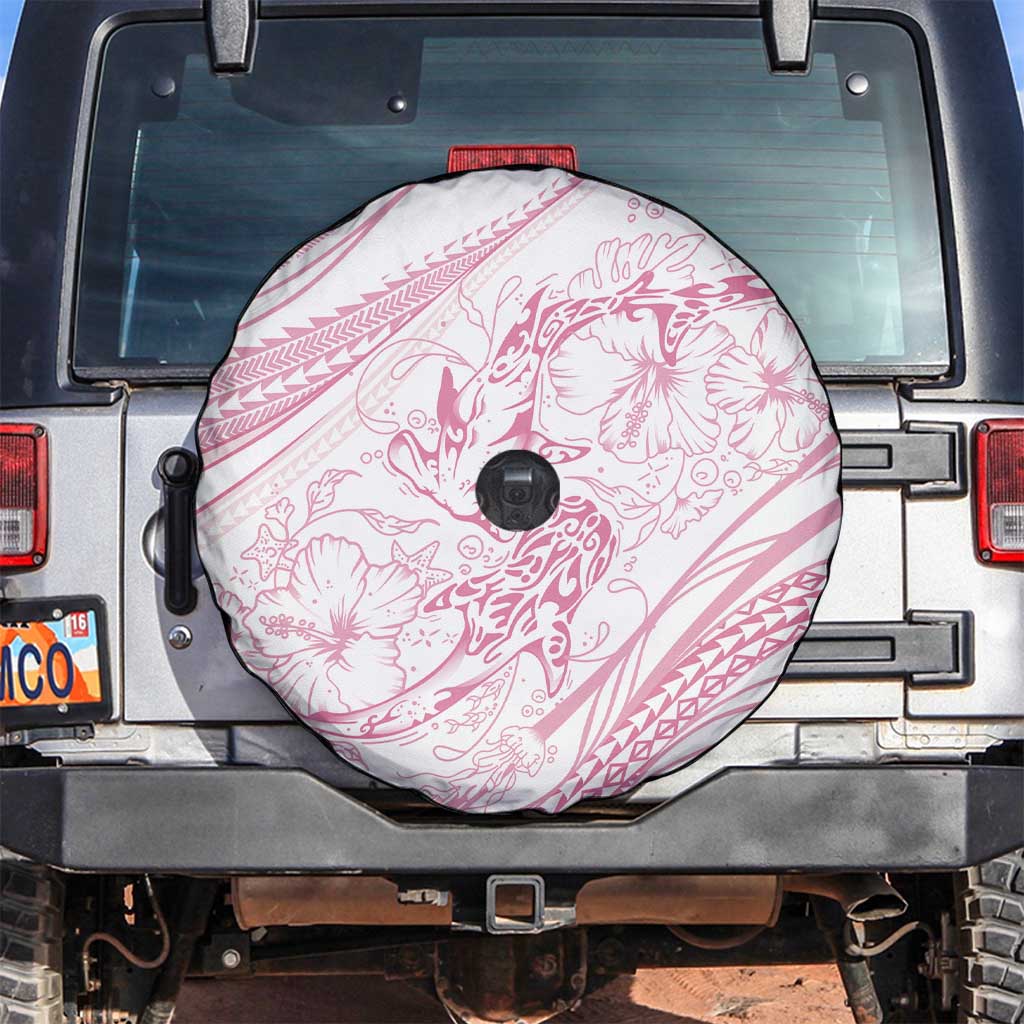 Sharks Couple Dreamy Polynesians Floral Sea Spare Tire Cover Pink - Polynesian Pride