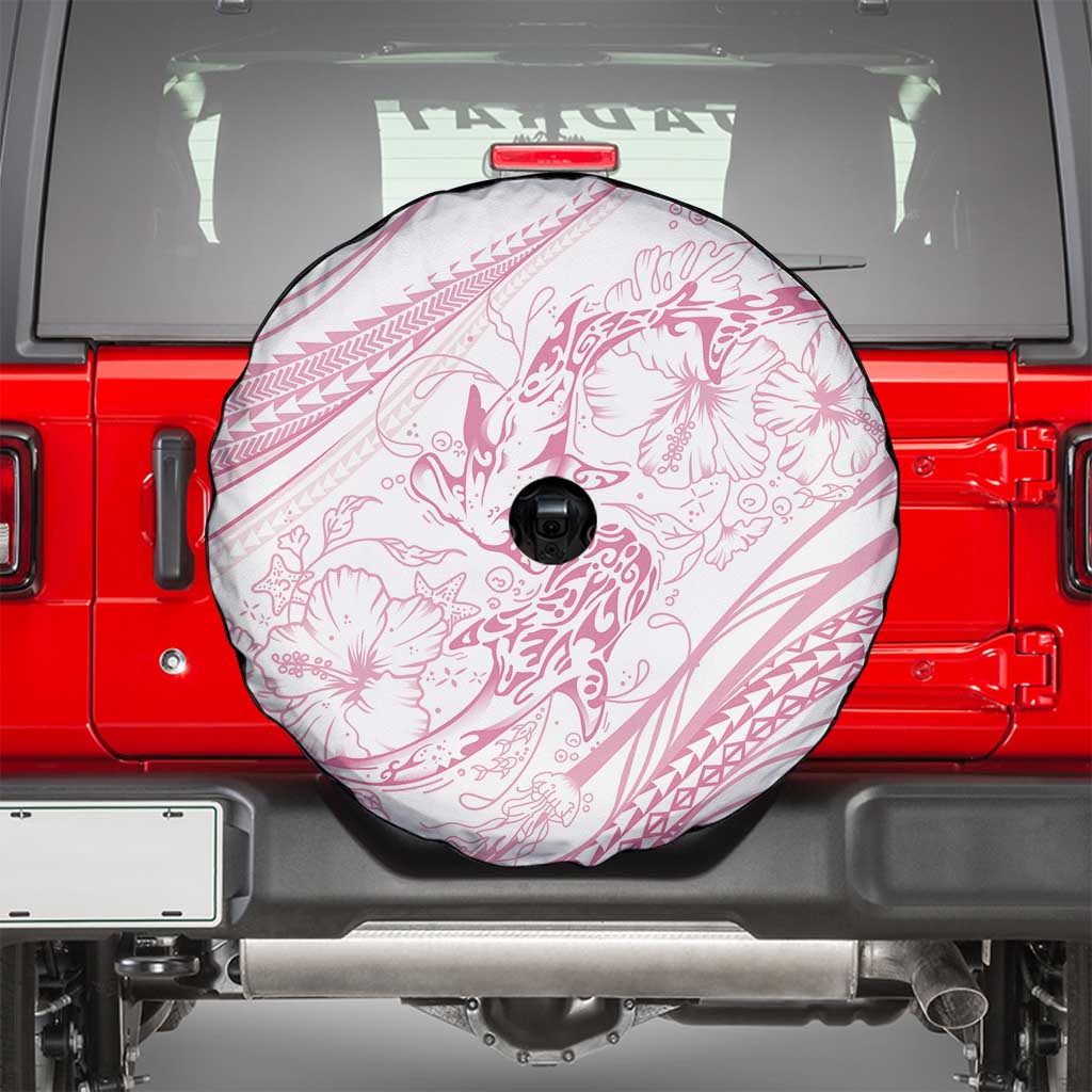 Sharks Couple Dreamy Polynesians Floral Sea Spare Tire Cover Pink - Polynesian Pride