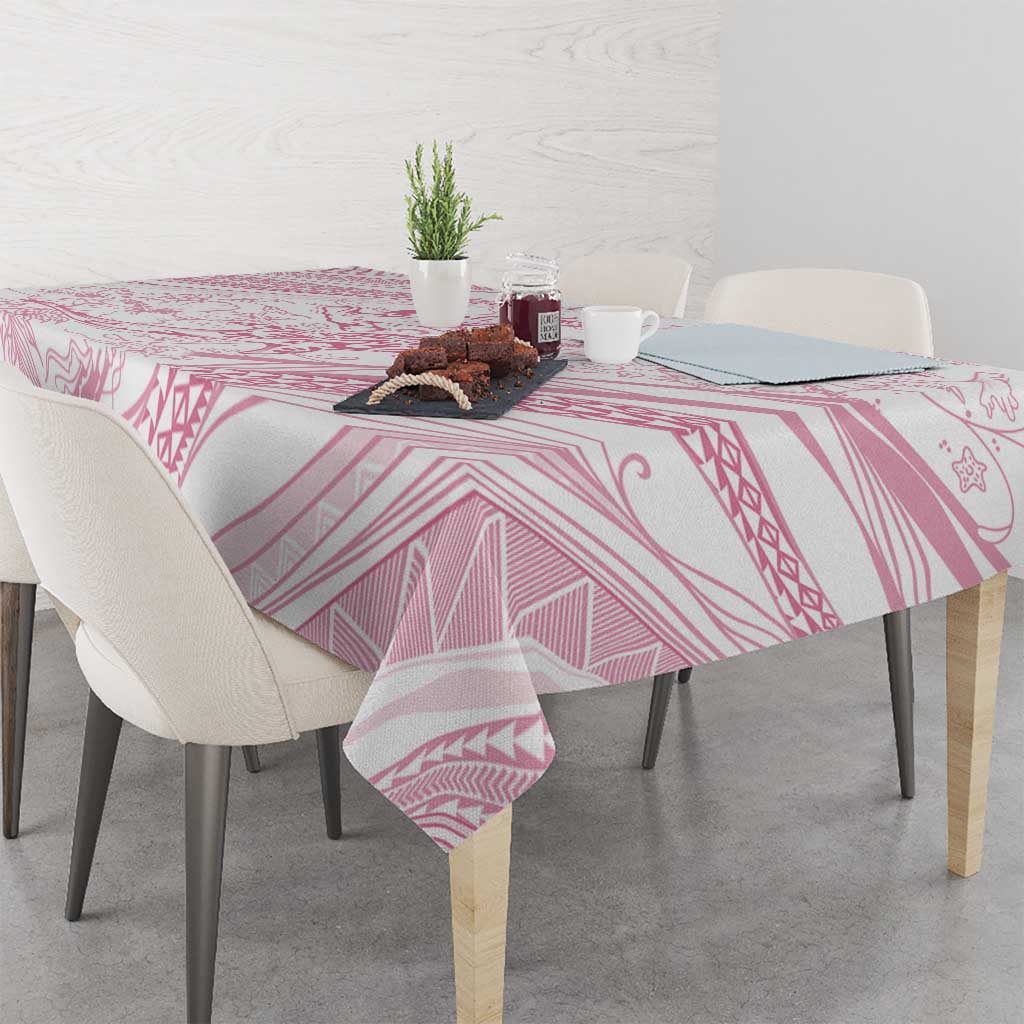 Sharks Couple Dreamy Polynesians Floral Sea Tablecloth Pink LT7 - Polynesian Pride
