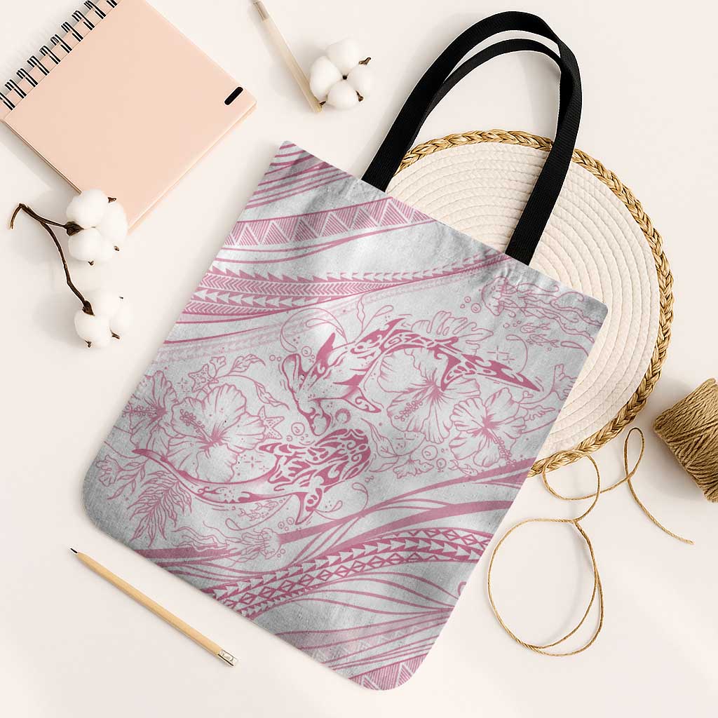 Sharks Couple Dreamy Polynesians Floral Sea Tote Bag Pink - Polynesian Pride