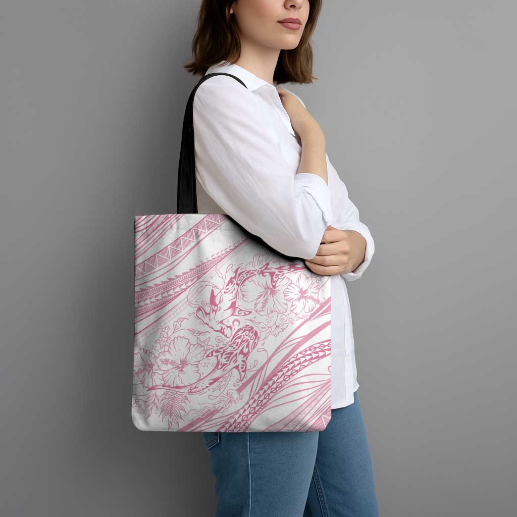 Sharks Couple Dreamy Polynesians Floral Sea Tote Bag Pink - Polynesian Pride