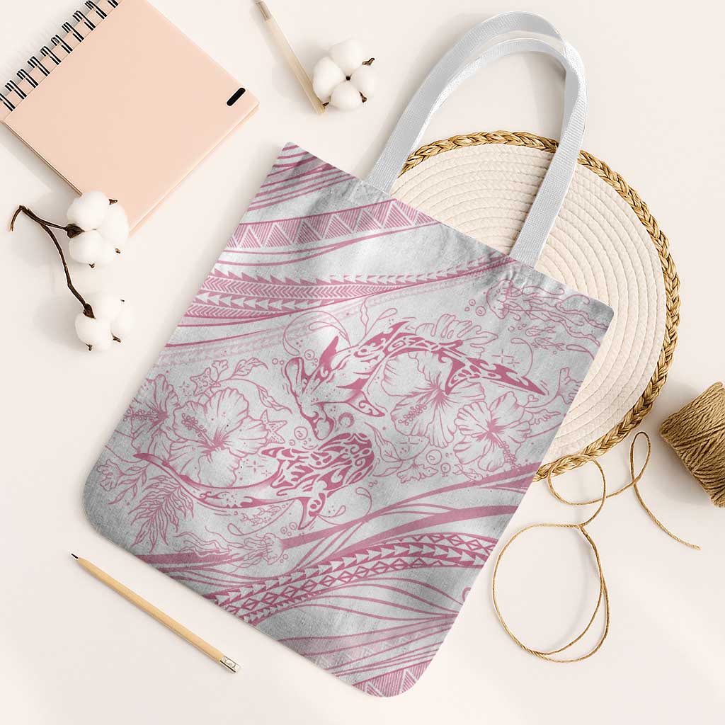 Sharks Couple Dreamy Polynesians Floral Sea Tote Bag Pink - Polynesian Pride