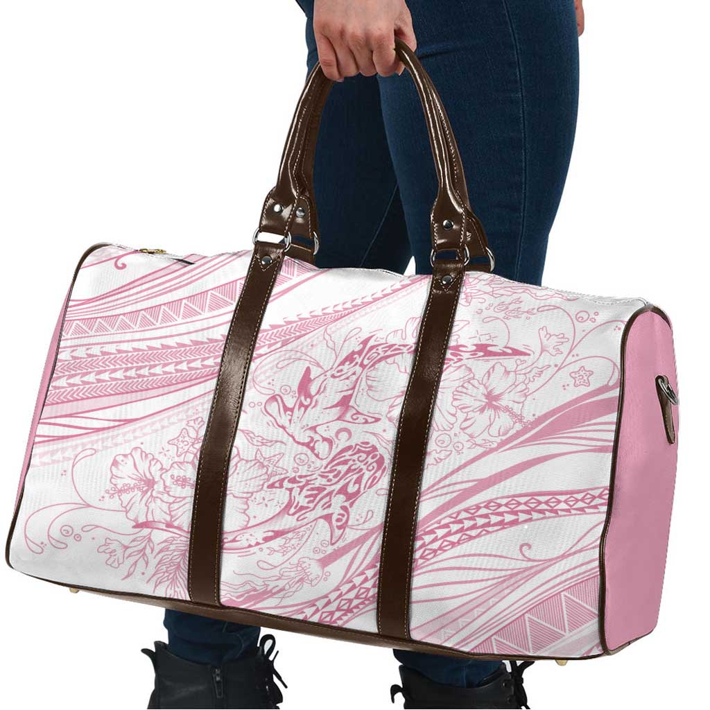 Sharks Couple Dreamy Polynesians Floral Sea Travel Bag Pink - Polynesian Pride