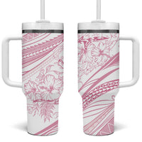 Sharks Couple Dreamy Polynesians Floral Sea Tumbler With Handle Pink - Polynesian Pride