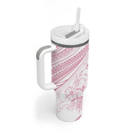 Sharks Couple Dreamy Polynesians Floral Sea Tumbler With Handle Pink - Polynesian Pride