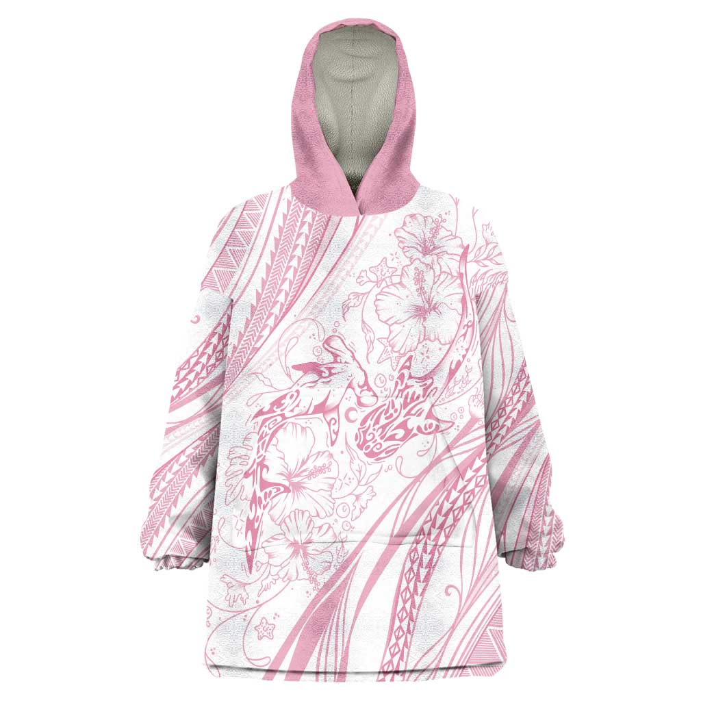 Sharks Couple Dreamy Polynesians Floral Sea Wearable Blanket Hoodie Pink LT7 One Size Pink - Polynesian Pride