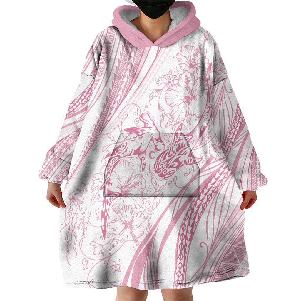 Sharks Couple Dreamy Polynesians Floral Sea Wearable Blanket Hoodie Pink LT7 - Polynesian Pride