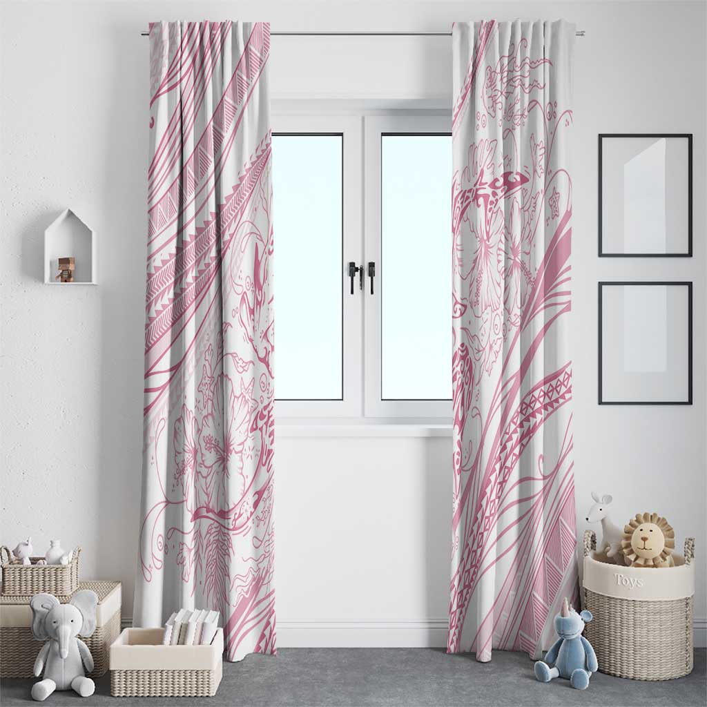 Sharks Couple Dreamy Polynesians Floral Sea Window Curtain Pink - Polynesian Pride