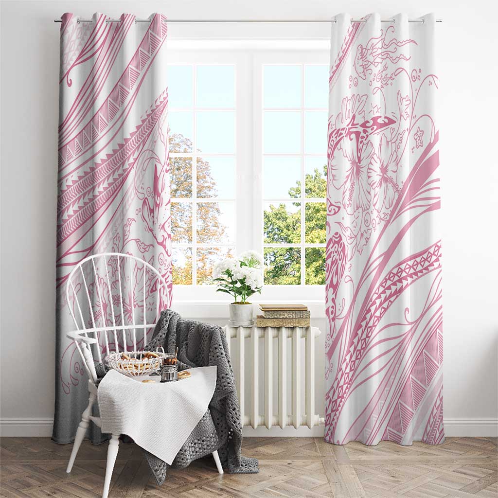 Sharks Couple Dreamy Polynesians Floral Sea Window Curtain Pink - Polynesian Pride