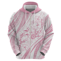 Sharks Couple Dreamy Polynesians Floral Sea Zip Hoodie Pink LT7 - Polynesian Pride