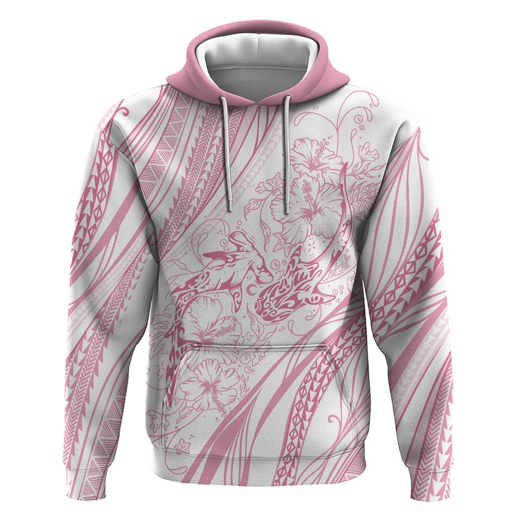 Sharks Couple Dreamy Polynesians Floral Sea Zip Hoodie Pink LT7 Pullover Hoodie Pink - Polynesian Pride