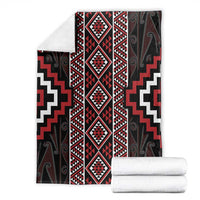 Red Tukutuku Pattern Aotearoa Blanket Niho Taniwha and Puhoro Motifs LT7 - Polynesian Pride