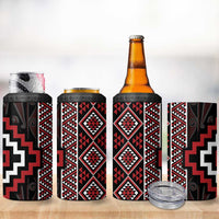 Red Tukutuku Pattern Aotearoa 4 in 1 Can Cooler Tumbler Niho Taniwha and Puhoro Motifs LT7 - Polynesian Pride