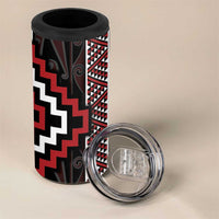 Red Tukutuku Pattern Aotearoa 4 in 1 Can Cooler Tumbler Niho Taniwha and Puhoro Motifs LT7 - Polynesian Pride