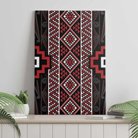 Red Tukutuku Pattern Aotearoa Canvas Wall Art Niho Taniwha and Puhoro Motifs LT7 - Polynesian Pride