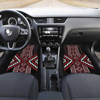Red Tukutuku Pattern Aotearoa Car Mats Niho Taniwha and Puhoro Motifs LT7 Set 2pcs - Front Red - Polynesian Pride