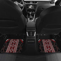 Red Tukutuku Pattern Aotearoa Car Mats Niho Taniwha and Puhoro Motifs LT7 Set 2pcs - Back Red - Polynesian Pride