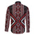 Red Tukutuku Pattern Aotearoa Family Matching Long Sleeve Bodycon Dress and Hawaiian Shirt Niho Taniwha and Puhoro Motifs