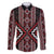 Red Tukutuku Pattern Aotearoa Family Matching Off Shoulder Maxi Dress and Hawaiian Shirt Niho Taniwha and Puhoro Motifs
