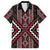 Red Tukutuku Pattern Aotearoa Family Matching Short Sleeve Bodycon Dress and Hawaiian Shirt Niho Taniwha and Puhoro Motifs