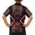 Red Tukutuku Pattern Aotearoa Family Matching Summer Maxi Dress and Hawaiian Shirt Niho Taniwha and Puhoro Motifs