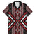 Red Tukutuku Pattern Aotearoa Family Matching Summer Maxi Dress and Hawaiian Shirt Niho Taniwha and Puhoro Motifs