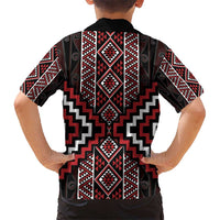 Red Tukutuku Pattern Aotearoa Hawaiian Shirt Niho Taniwha and Puhoro Motifs LT7 - Polynesian Pride
