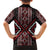 Red Tukutuku Pattern Aotearoa Hawaiian Shirt Niho Taniwha and Puhoro Motifs