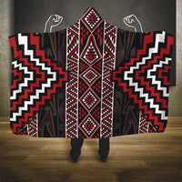 Red Tukutuku Pattern Aotearoa Hooded Blanket Niho Taniwha and Puhoro Motifs LT7 - Polynesian Pride