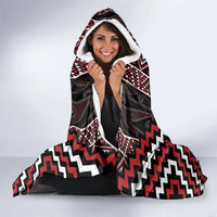 Red Tukutuku Pattern Aotearoa Hooded Blanket Niho Taniwha and Puhoro Motifs LT7 - Polynesian Pride