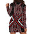 Red Tukutuku Pattern Aotearoa Hoodie Dress Niho Taniwha and Puhoro Motifs