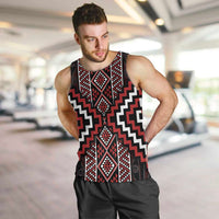Red Tukutuku Pattern Aotearoa Men Tank Top Niho Taniwha and Puhoro Motifs LT7 Red - Polynesian Pride