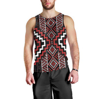 Red Tukutuku Pattern Aotearoa Men Tank Top Niho Taniwha and Puhoro Motifs LT7 - Polynesian Pride