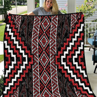 Red Tukutuku Pattern Aotearoa Quilt Niho Taniwha and Puhoro Motifs