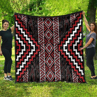 Red Tukutuku Pattern Aotearoa Quilt Niho Taniwha and Puhoro Motifs
