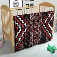 Red Tukutuku Pattern Aotearoa Quilt Niho Taniwha and Puhoro Motifs